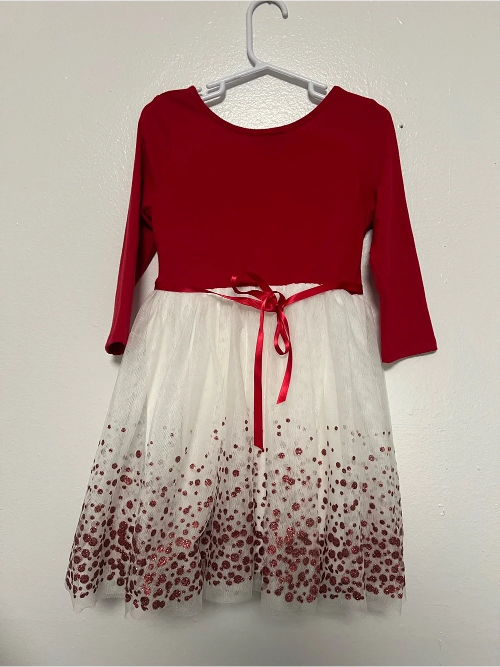 Red & White 'Sparkle' Kids Dress - Sparkling Tulle Skirt Girl 5